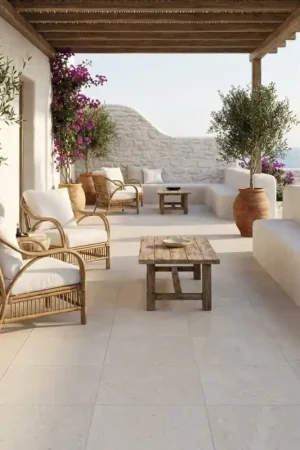Dalle terrasse ATRIO Crema 60×60 – effet pierre minérale Expédition Rapide